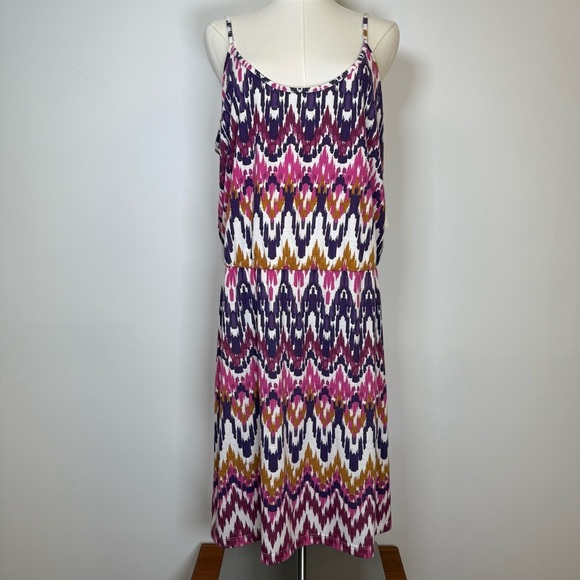 Banana Republic Sun Dress Abstract Pattern Adjustable Straps Women’s Size XL - Picture 1 of 8